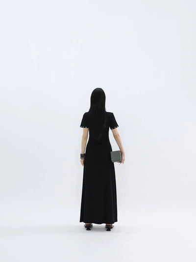 Kei Hollow Rivet Slim Long Dress-korean-fashion-Dress-Kei's Closet-OH Garments