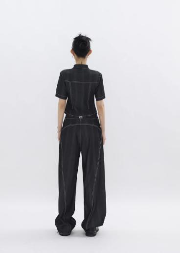 Kei Multi-Buttons Drape Thin Jeans-korean-fashion-Jeans-Kei's Closet-OH Garments