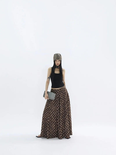 Kei Plaid Pleated Long Skirt-korean-fashion-Skirt-Kei's Closet-OH Garments