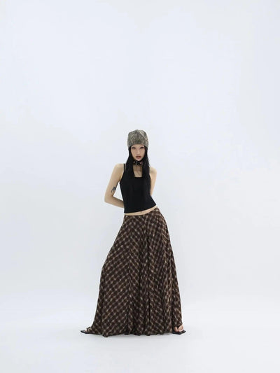 Kei Plaid Pleated Long Skirt-korean-fashion-Skirt-Kei's Closet-OH Garments