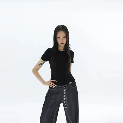 Kei Plain Color Slim Fit T-Shirt-korean-fashion-T-Shirt-Kei's Closet-OH Garments