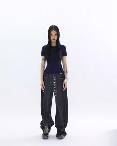 Kei Plain Color Slim Fit T-Shirt-korean-fashion-T-Shirt-Kei's Closet-OH Garments