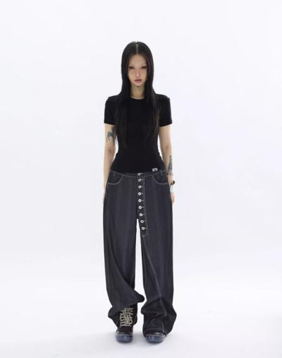 Kei Plain Color Slim Fit T-Shirt-korean-fashion-T-Shirt-Kei's Closet-OH Garments