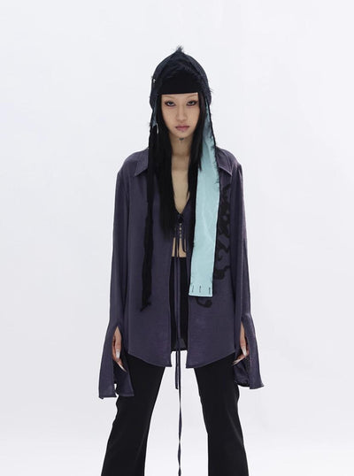 Kei Pleated Abstract Print Strap Shirt-korean-fashion-Shirt-Kei's Closet-OH Garments