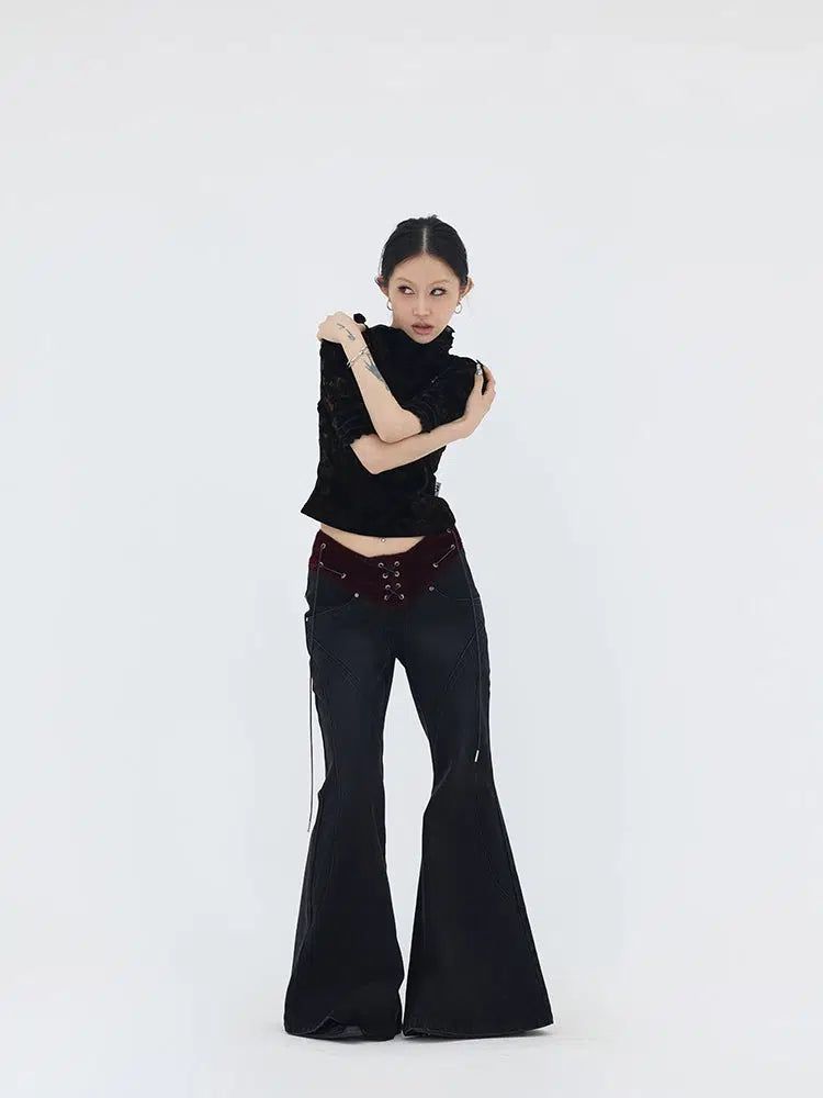 Kei Plushy Stitched Flared Pants-korean-fashion-Pants-Kei's Closet-OH Garments