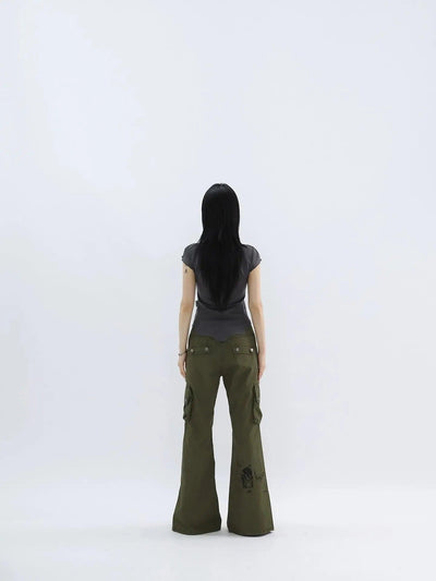Kei Portrait Print Slit Cargo Pants-korean-fashion-Pants-Kei's Closet-OH Garments