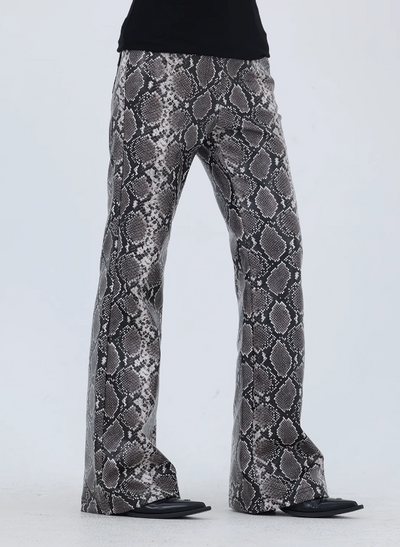 Kei Reptile Skin Print PU Leather Pants-korean-fashion-Pants-Kei's Closet-OH Garments