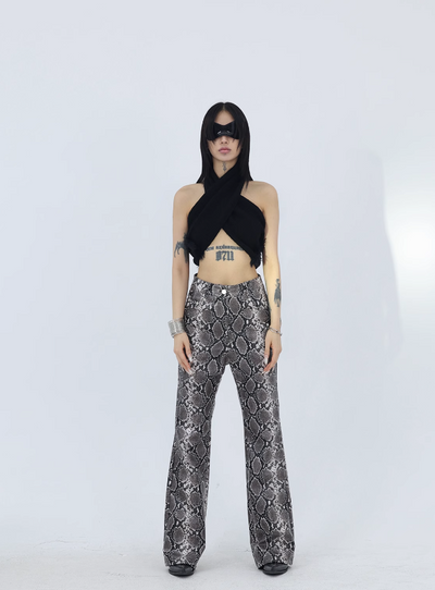 Kei Reptile Skin Print PU Leather Pants-korean-fashion-Pants-Kei's Closet-OH Garments