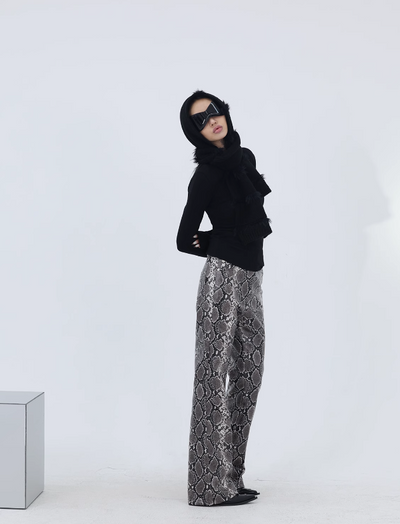 Kei Reptile Skin Print PU Leather Pants-korean-fashion-Pants-Kei's Closet-OH Garments