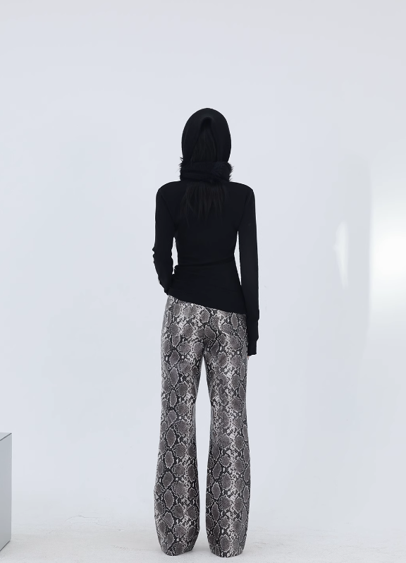 Kei Reptile Skin Print PU Leather Pants-korean-fashion-Pants-Kei's Closet-OH Garments