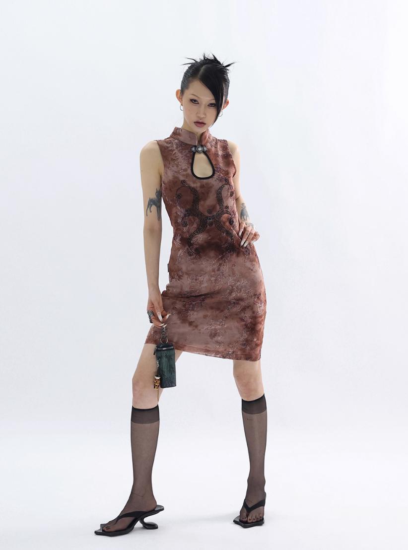 Kei Rhinestone Buttoned Hollow Dress-korean-fashion-Dress-Kei's Closet-OH Garments
