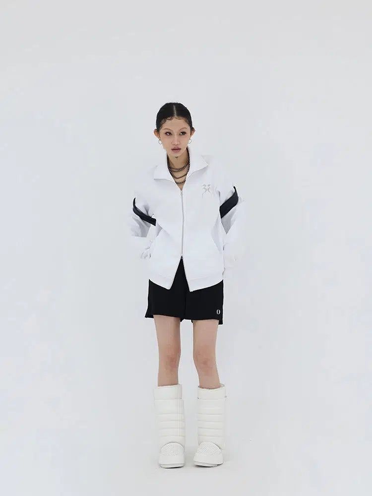 Kei Rhinestone Logo Collared Jacket-korean-fashion-Jacket-Kei's Closet-OH Garments