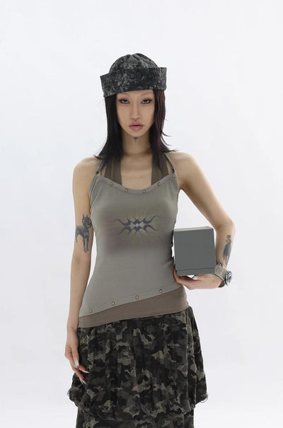 Kei Rivet Halter Neck Layered Camisole-korean-fashion-Camisole-Kei's Closet-OH Garments