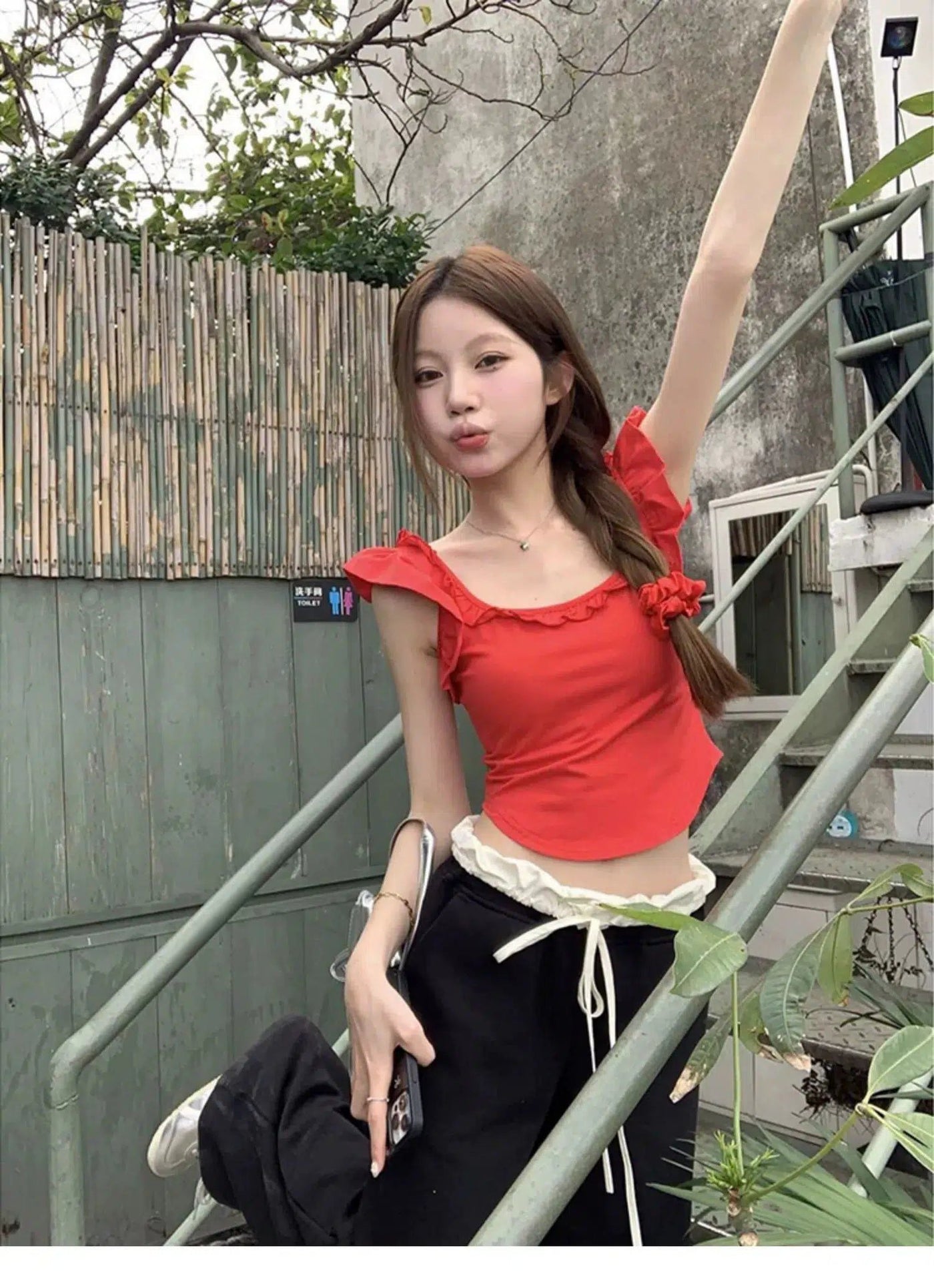Kei Ruffled Slim Fit Cropped Camisole-korean-fashion-Camisole-Kei's Closet-OH Garments
