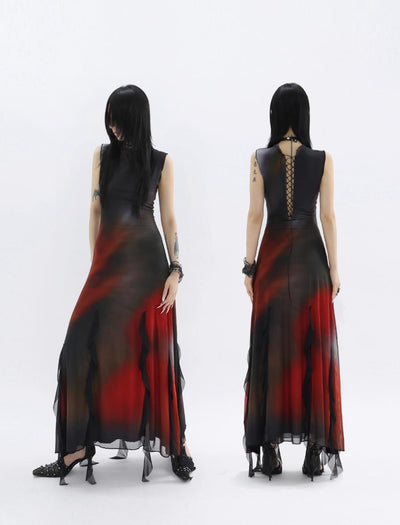 Kei Smudged Drape Strap Long Dress-korean-fashion-Dress-Kei's Closet-OH Garments