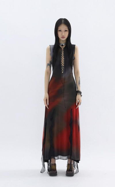 Kei Smudged Drape Strap Long Dress-korean-fashion-Dress-Kei's Closet-OH Garments