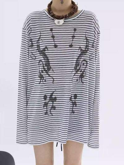 Kei Snowflake Striped Long Sleeve T-Shirt-korean-fashion-T-Shirt-Kei's Closet-OH Garments