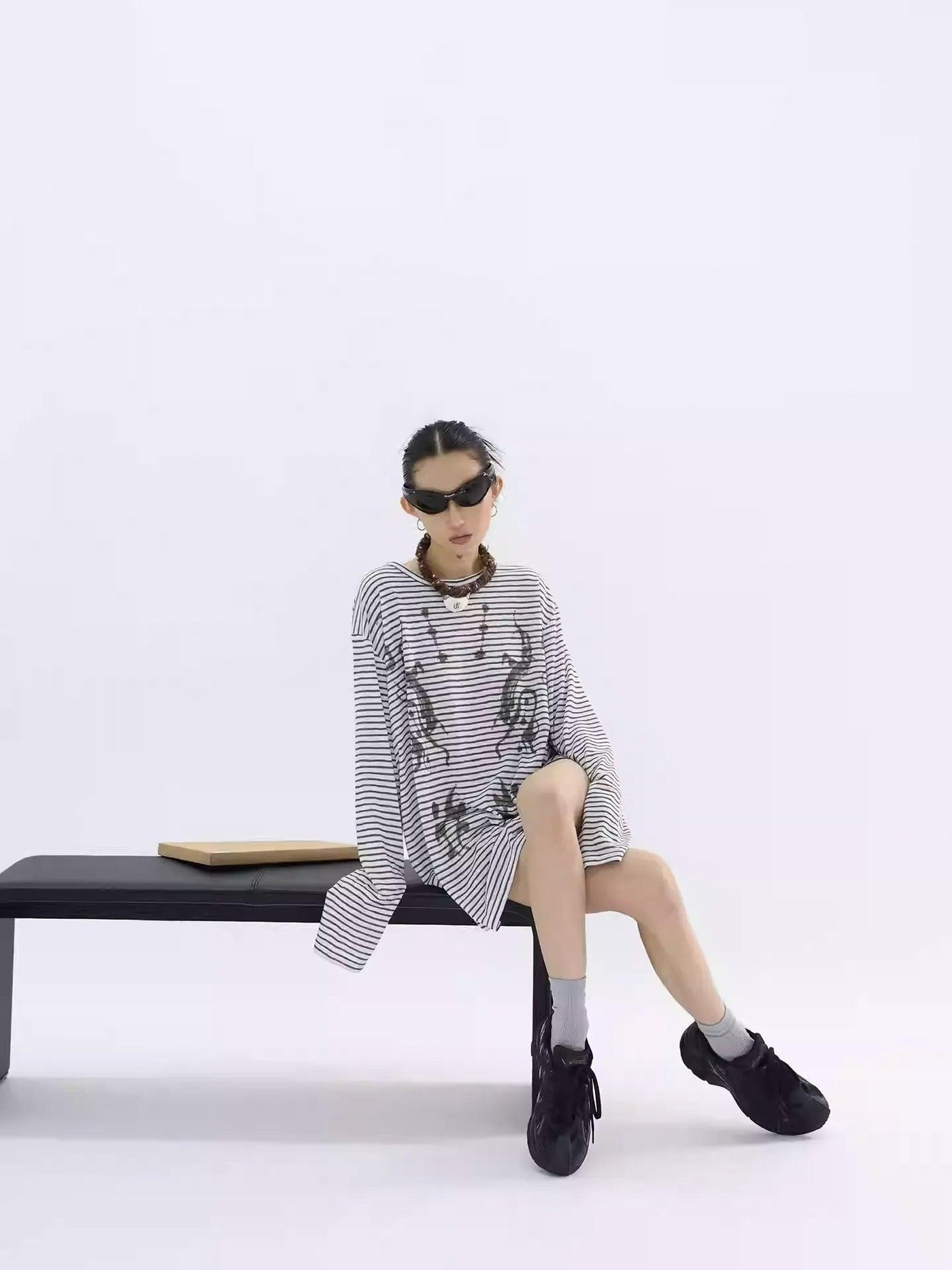 Kei Snowflake Striped Long Sleeve T-Shirt-korean-fashion-T-Shirt-Kei's Closet-OH Garments