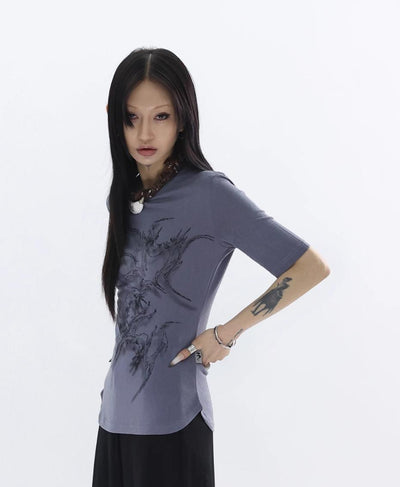 Kei Soft Abstract Print T-Shirt-korean-fashion-T-Shirt-Kei's Closet-OH Garments