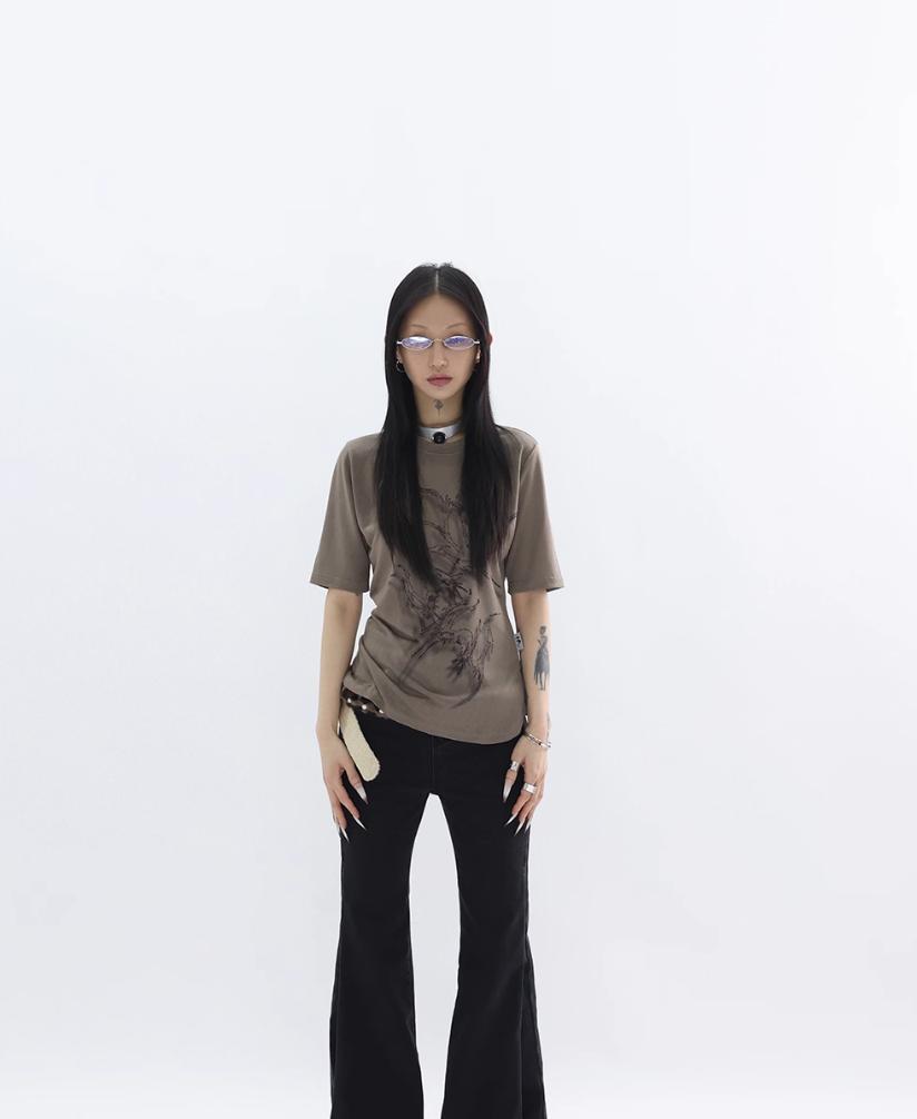 Kei Soft Abstract Print T-Shirt-korean-fashion-T-Shirt-Kei's Closet-OH Garments