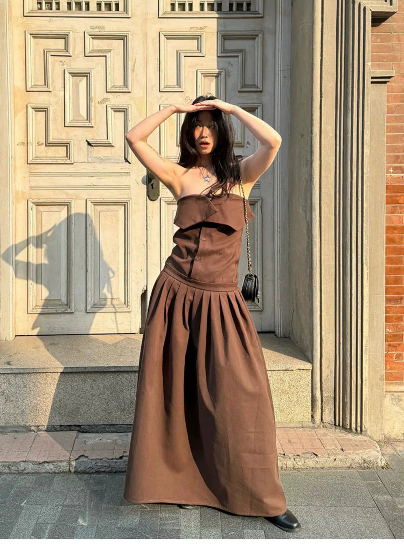 Kei Solid Buttoned Tube Long Dress-korean-fashion-Dress-Kei's Closet-OH Garments