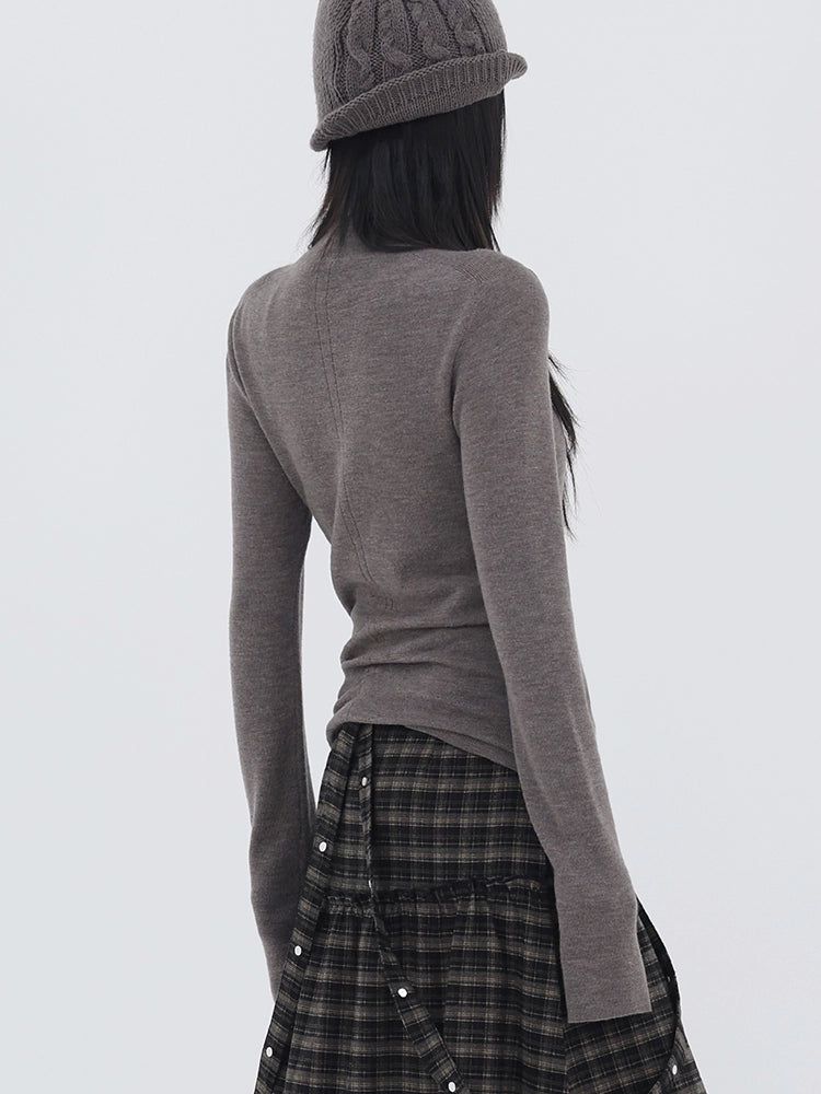 Kei Solid Stitched Slim Fit Mockneck-korean-fashion-Turtleneck-Kei's Closet-OH Garments