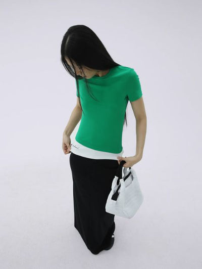 Kei Spliced Regular Fit T-Shirt-korean-fashion-T-Shirt-Kei's Closet-OH Garments