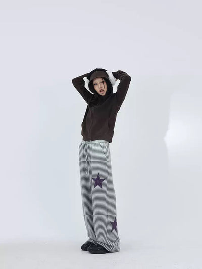 Kei Stars and Striped Sweatpants-korean-fashion-Pants-Kei's Closet-OH Garments