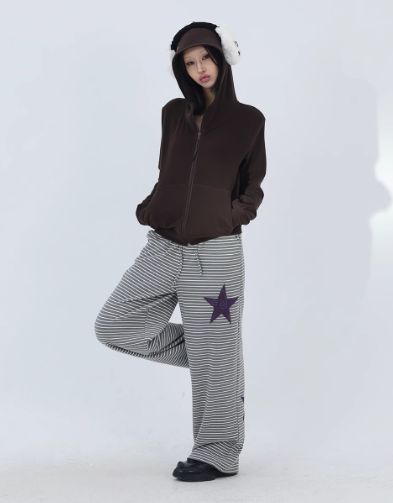 Kei Stars and Striped Sweatpants-korean-fashion-Pants-Kei's Closet-OH Garments