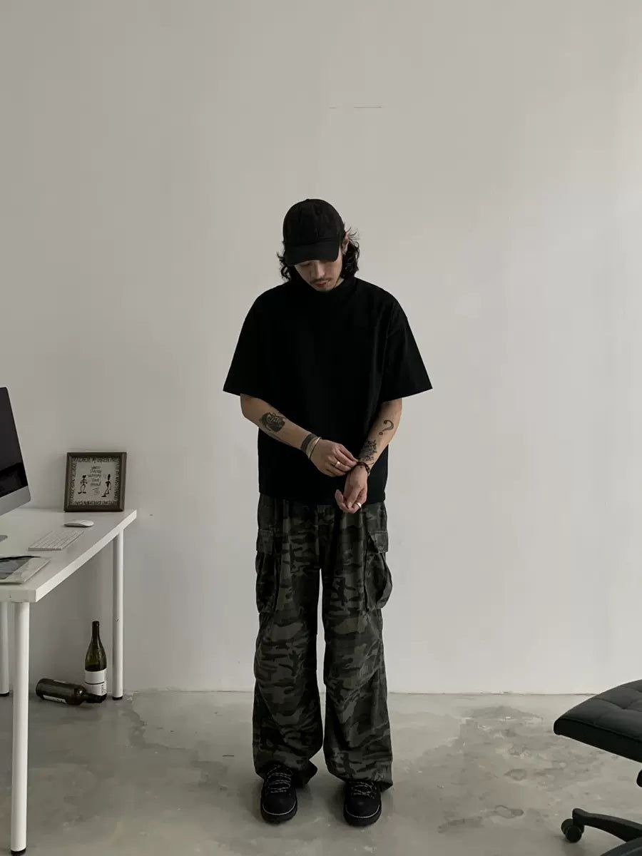 Knot Loose Fit Camouflage Cargo Pants-korean-fashion-Pants-Knot's Closet-OH Garments