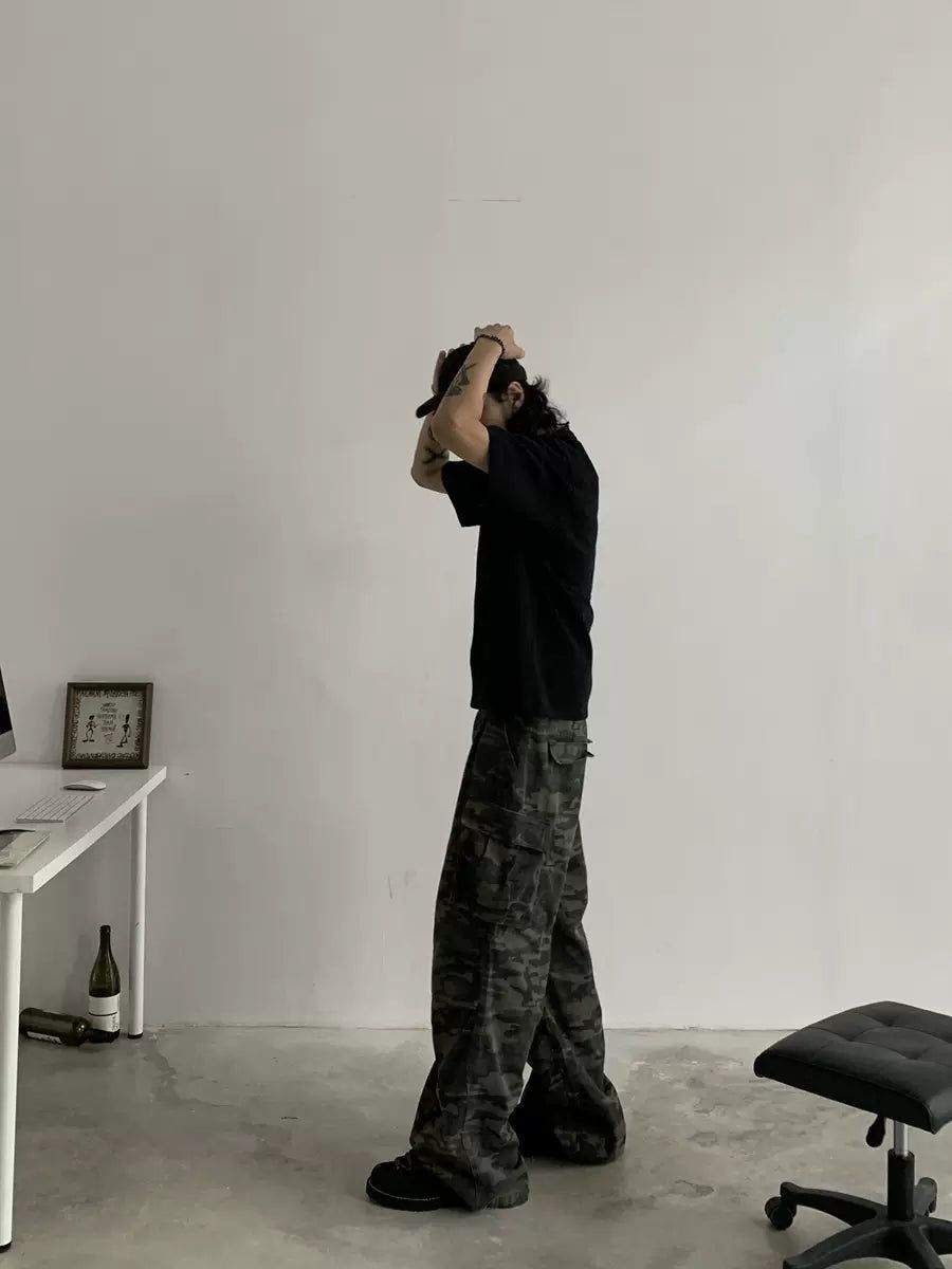 Knot Loose Fit Camouflage Cargo Pants-korean-fashion-Pants-Knot's Closet-OH Garments