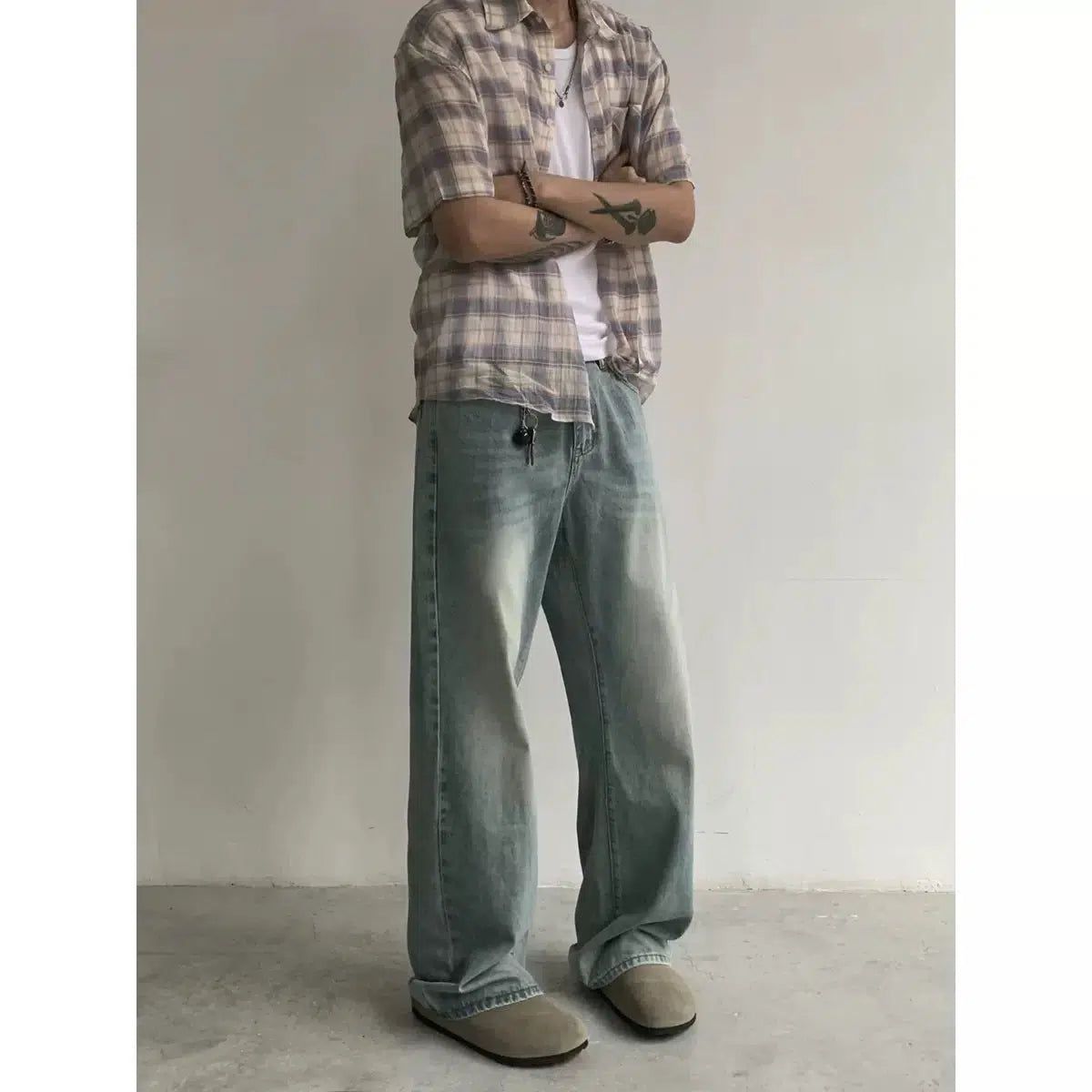 Knot Washed Effect Loose Jeans-korean-fashion-Jeans-Knot's Closet-OH Garments