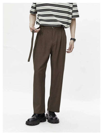Lai Buckled Strap Pleated Trousers-korean-fashion-Trousers-Lai's Closet-OH Garments