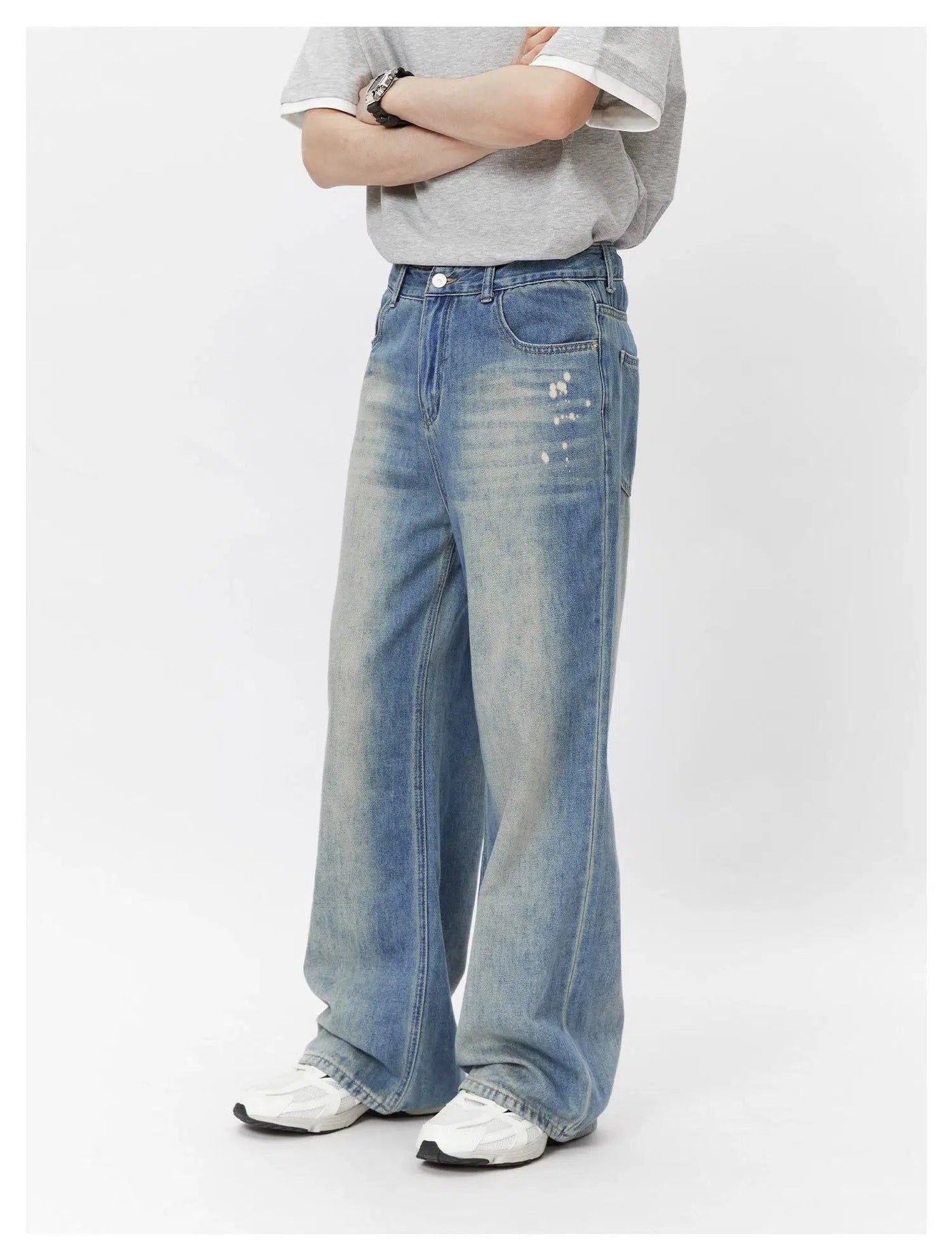Lai Faded Bleach Detail Jeans-korean-fashion-Jeans-Lai's Closet-OH Garments