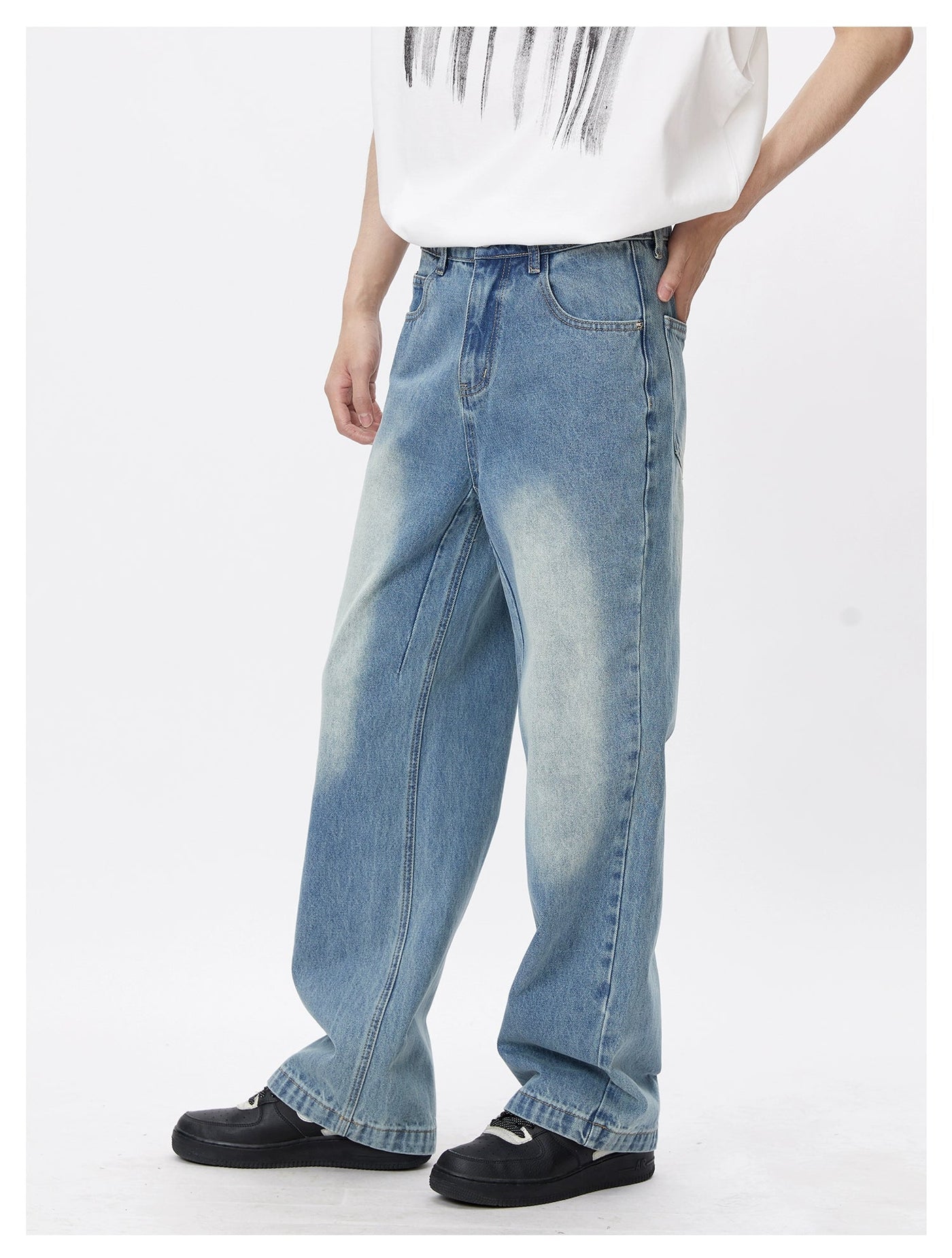 Lai Faded Effect Wide Fit Jeans-korean-fashion-Jeans-Lai's Closet-OH Garments