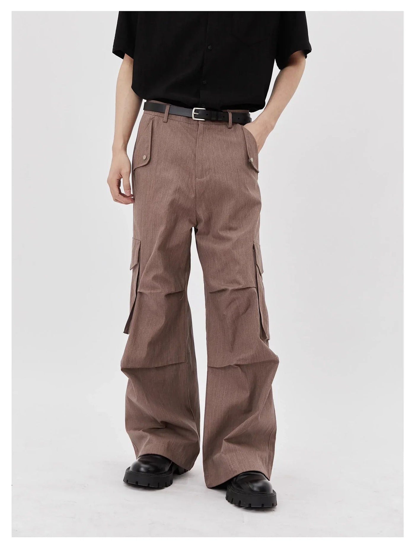 Lai Flap Pockets Cargo Pants-korean-fashion-Pants-Lai's Closet-OH Garments