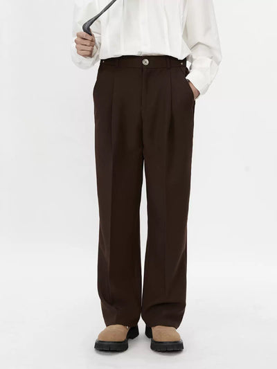 Lai Fold Pleats Side Metal Trousers-korean-fashion-Trousers-Lai's Closet-OH Garments