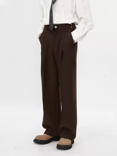 Lai Fold Pleats Side Metal Trousers-korean-fashion-Trousers-Lai's Closet-OH Garments