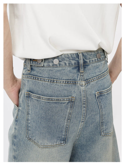 Lai Light Color Fade Denim Shorts-korean-fashion-Shorts-Lai's Closet-OH Garments
