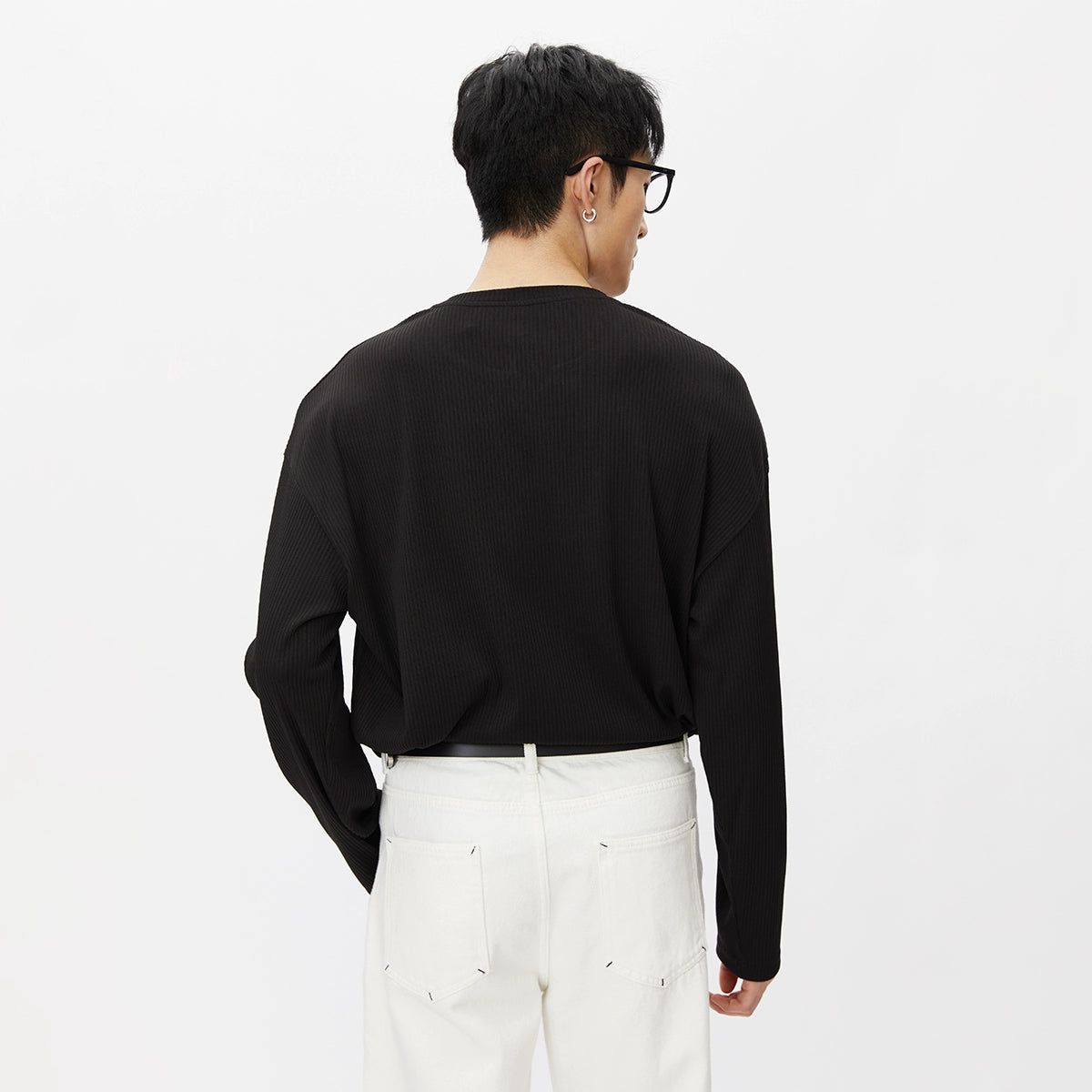 Lai Minimal Cut Ribbed Shirt-korean-fashion-Shirt-Lai's Closet-OH Garments