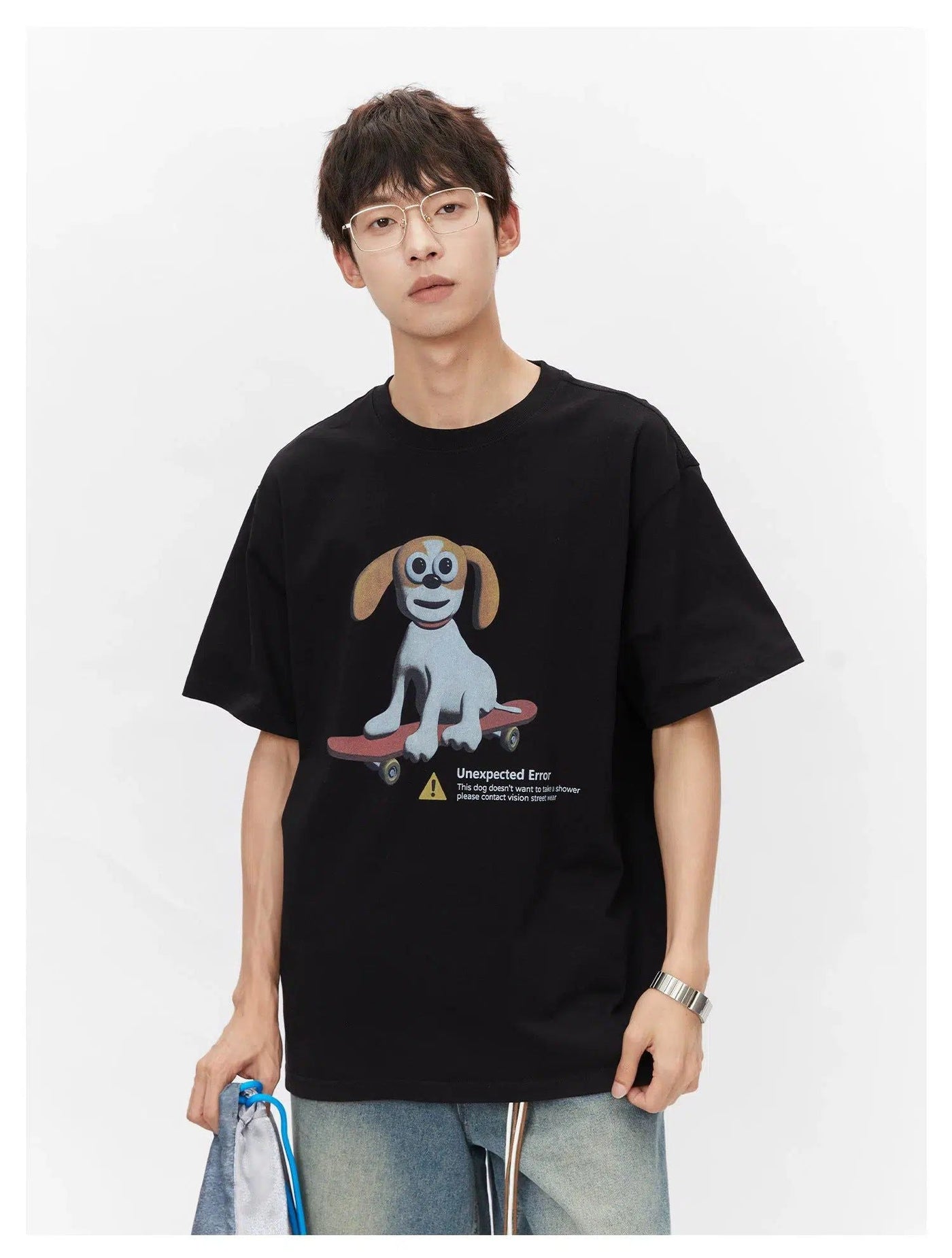 Lai Puppy Cartoon T-Shirt-korean-fashion-T-Shirt-Lai's Closet-OH Garments