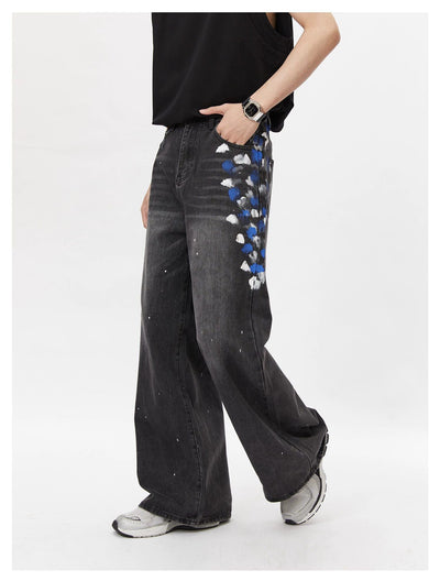 Lai Side Paint Splatters Jeans-korean-fashion-Jeans-Lai's Closet-OH Garments