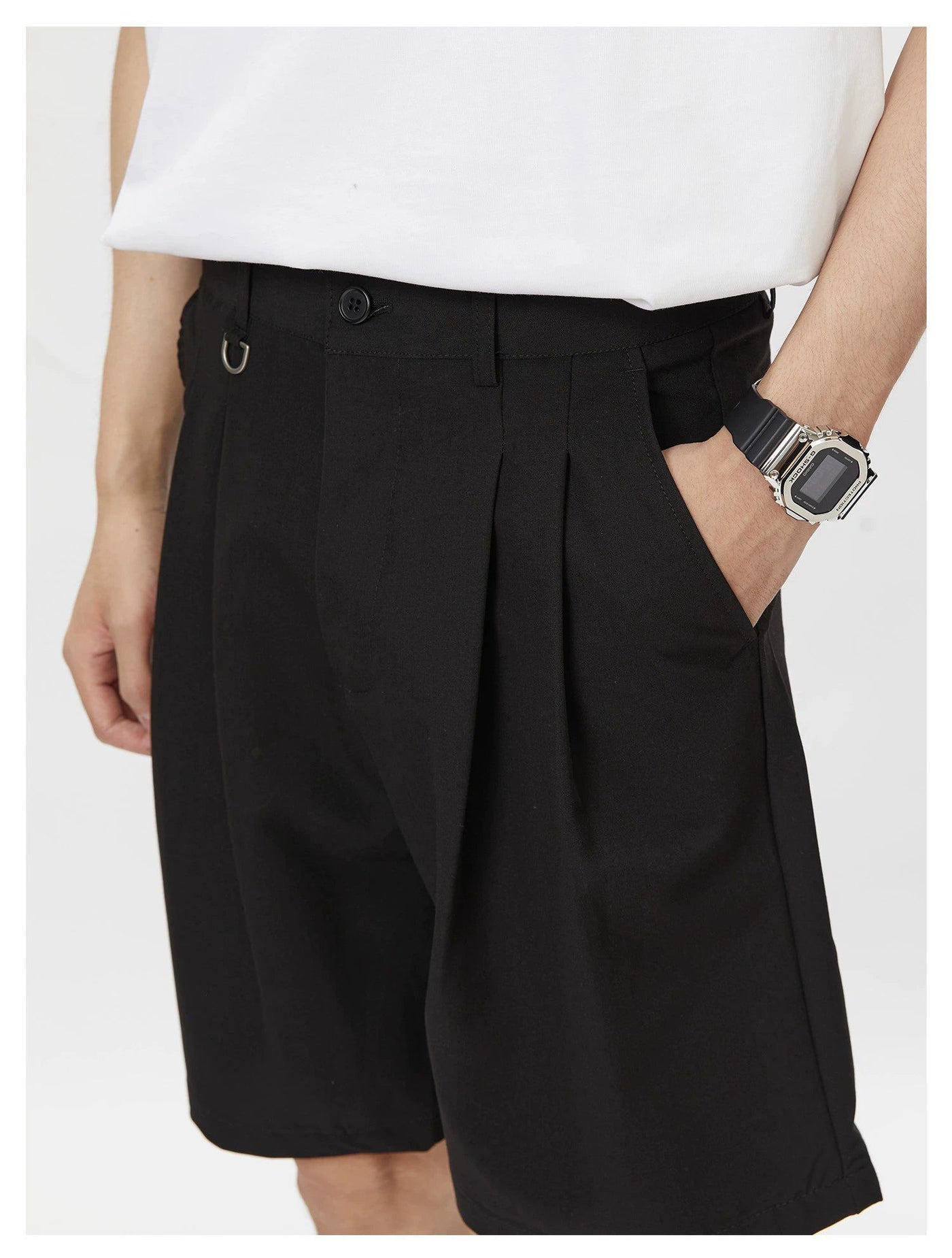 Lai Versatile Buttoned Suit Shorts-korean-fashion-Shorts-Lai's Closet-OH Garments