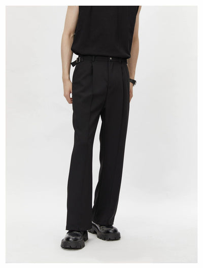 Lai Waist-Belt Bootcut Suit Pants-korean-fashion-Pants-Lai's Closet-OH Garments