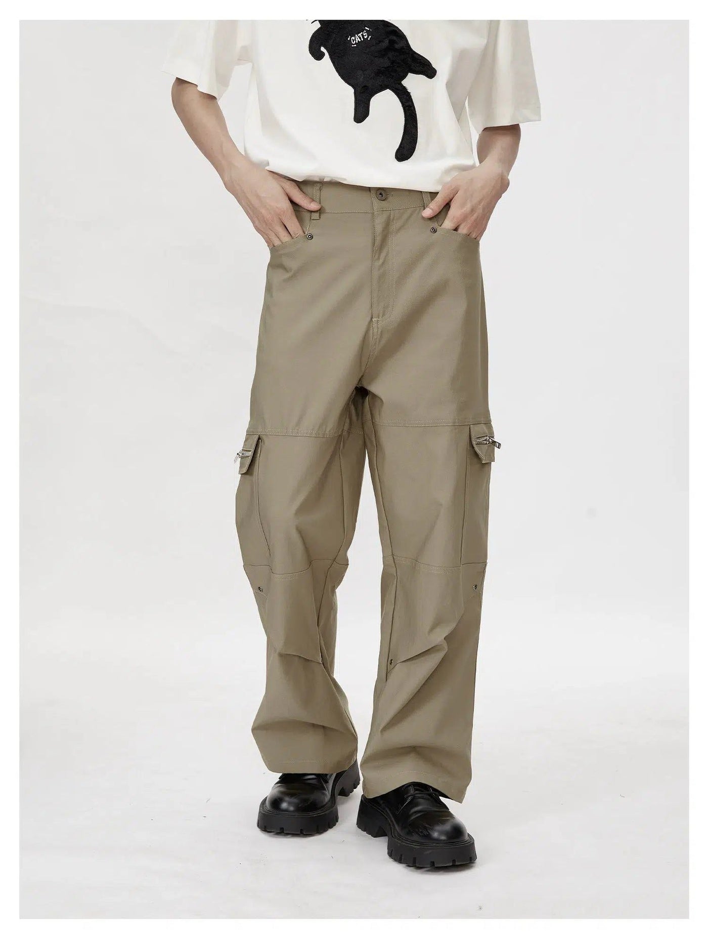 Lai Zipped Pockets Cargo Pants-korean-fashion-Pants-Lai's Closet-OH Garments