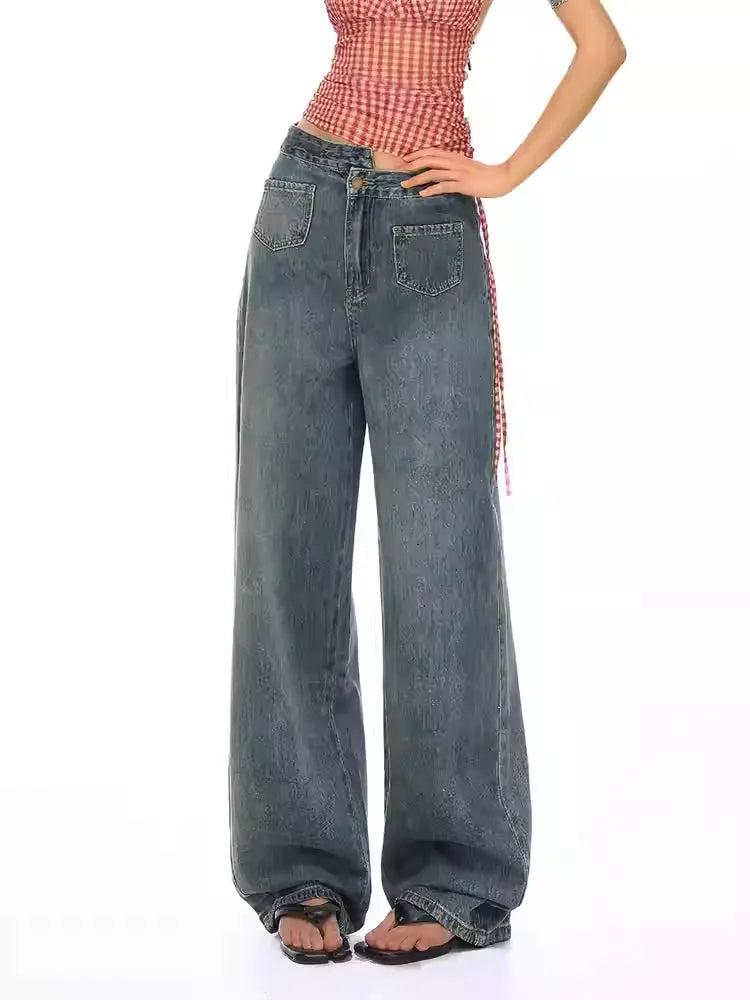 Lazy Asymmetric Structured Straight Jeans-korean-fashion-Jeans-Lazy's Closet-OH Garments