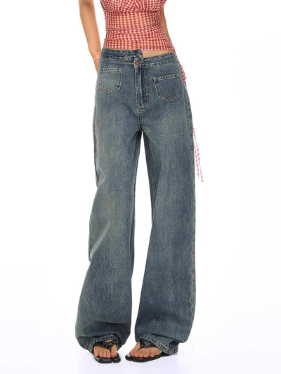 Lazy Asymmetric Structured Straight Jeans-korean-fashion-Jeans-Lazy's Closet-OH Garments