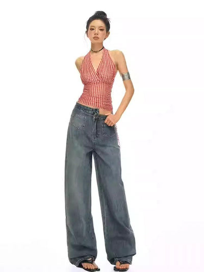 Lazy Asymmetric Structured Straight Jeans-korean-fashion-Jeans-Lazy's Closet-OH Garments
