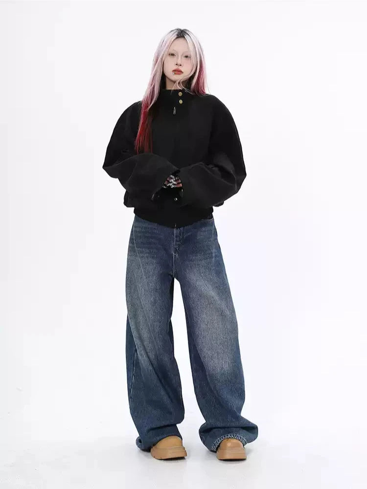 Lazy Basic Faded Straight Jeans-korean-fashion-Jeans-Lazy's Closet-OH Garments