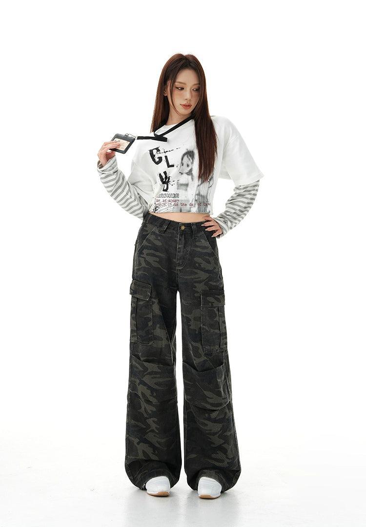 Lazy Camouflage Cargo Jeans-korean-fashion-Jeans-Lazy's Closet-OH Garments